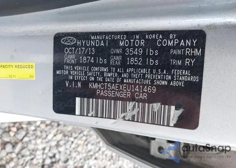 2014 Hyundai Accent Gs from USA, damaged, VIN KMHCT5AEXEU141469